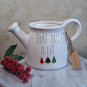 Rae Dunn by Magenta THAT TREE IS LIT ceramic Christmas Watering Can NEW